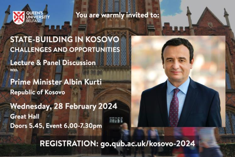 Image with the Prime Minister of Kosovo and his talk title