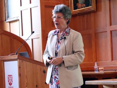 Professor Dame Jocelyn Bell Burnell presenting on 'Women in Science' at the Athena SWAN: All-Island Sharing of Best Practice Event on Friday 23 August 2019.