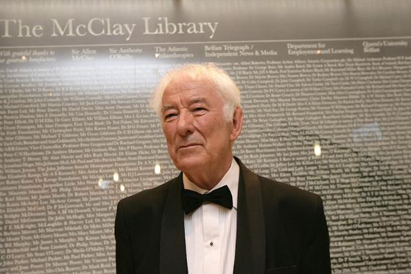 Seamus Heaney in the McClay library