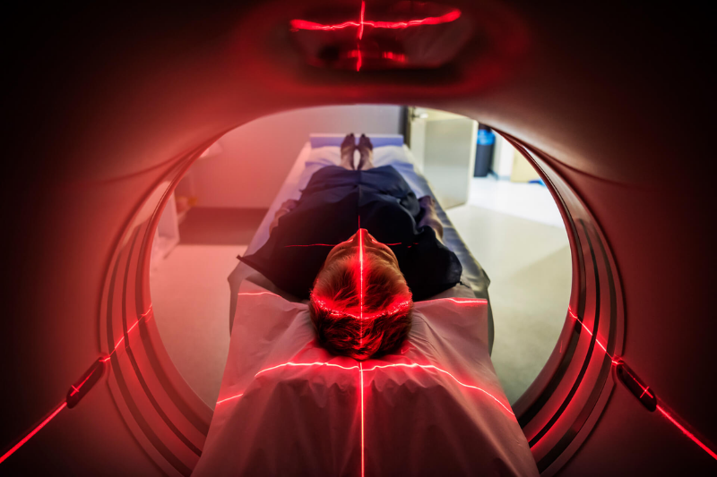 Person going in to a MRI scanner