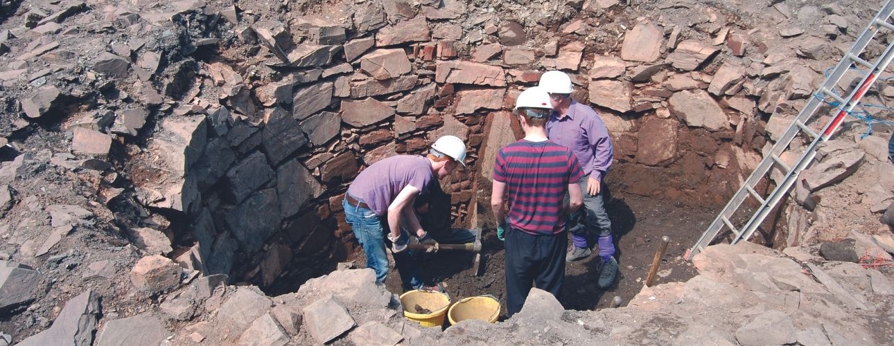 Archaeologists at a dig site