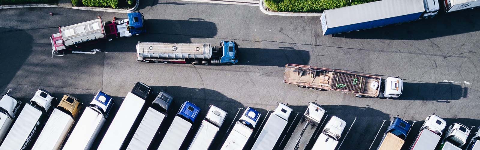 Aerial shot of HGV lorries