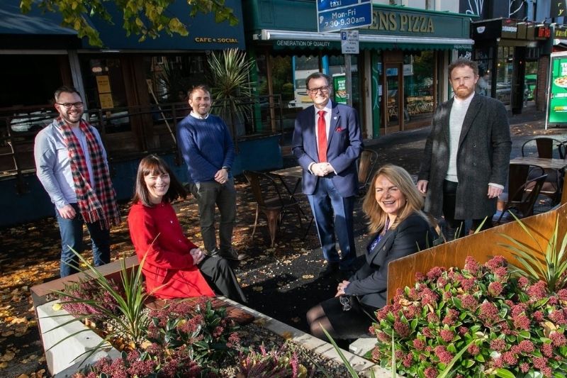Queen's staff and volunteers at Ormeau Parklet