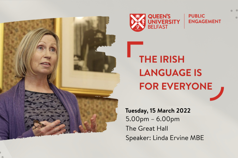 Linda Ervine Irish language event slide