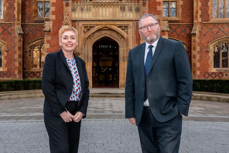 Prof Margaret Topping and Doug Beattie MLA by the Lanyon