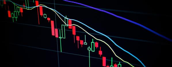 Stock data in a graph on a screen