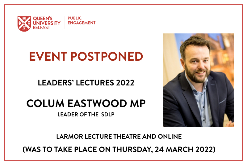 Colum Eastwood talk postponement announcement