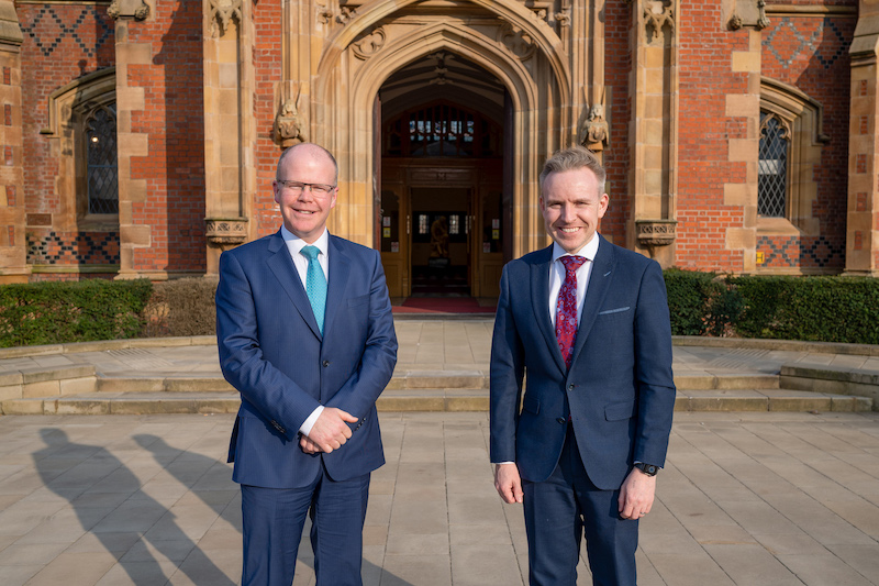 Peadar Tóibín TD and Ryan Feeney in front of the Lanyon.