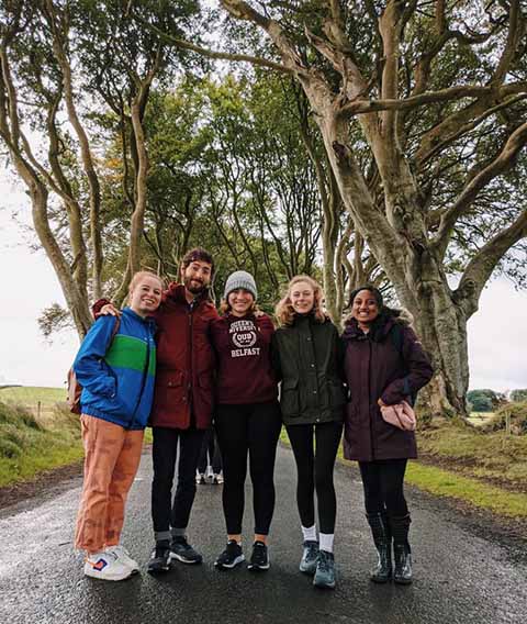 Students at the Dark hedges