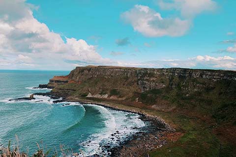 Sun shining at Giant's Causeway