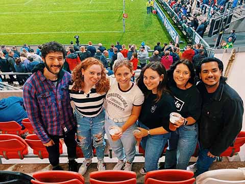 Tessa and pals at the Ulster rugby match