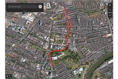 Caitlin's walk to uni map