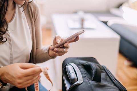 Suitcase and phone