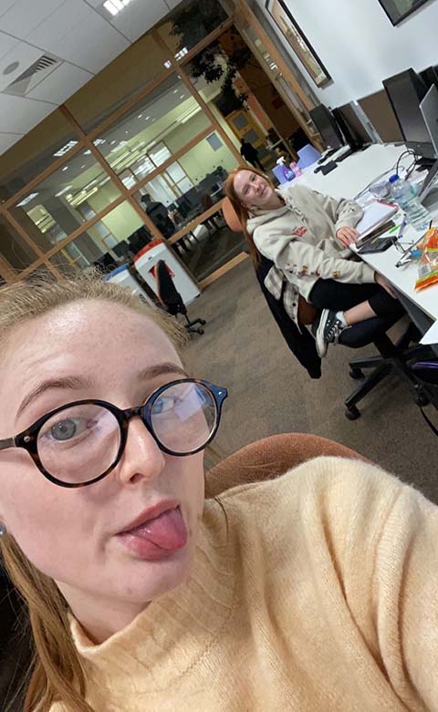 Georgia and friend in library