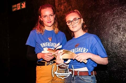 Georgia and friend in blue t-shirts