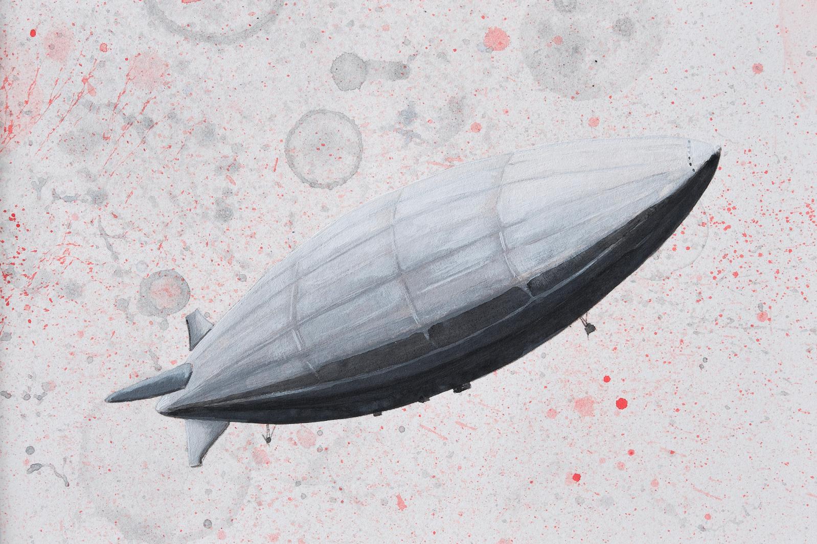 painting of a blimp