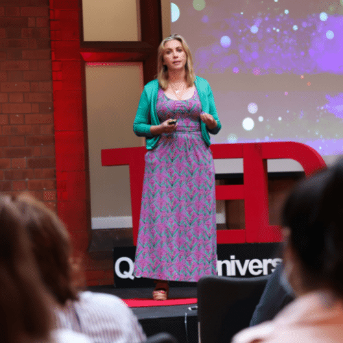 TEDx Ctrl+Alt+Del Speaker on Stage - Dr Fiona Murphy