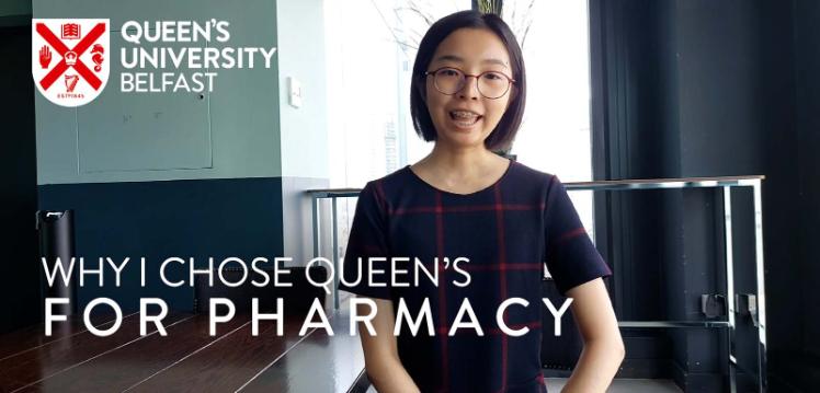 video thumbnail featuring Rebecca with text Why I chose Queen’s for Pharmacy
