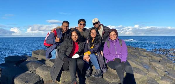 Darshana and friends at the Giant's Causeway