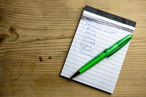 Shopping list and pen