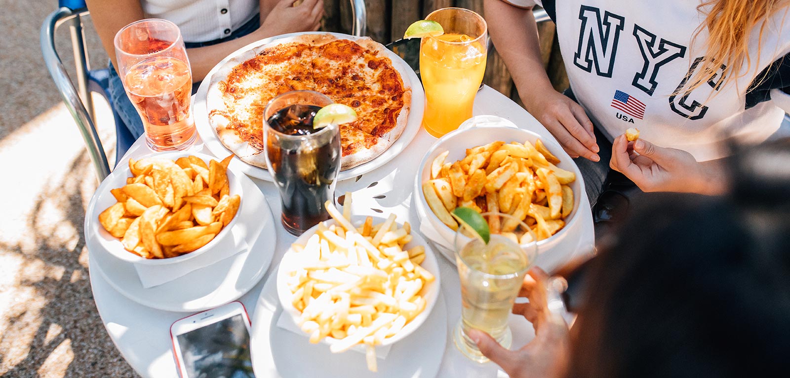 Pizza and chips at the Parlour