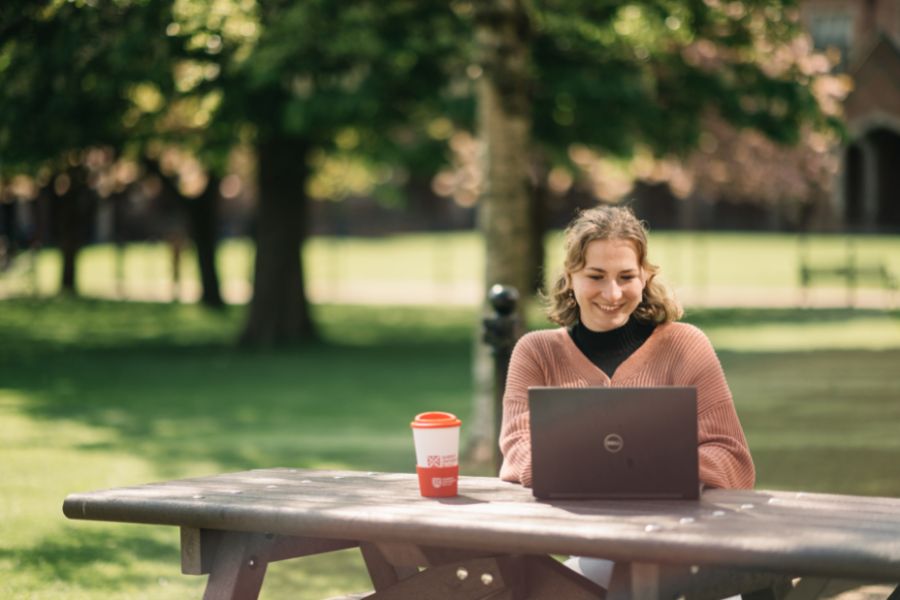 Student working at laptop