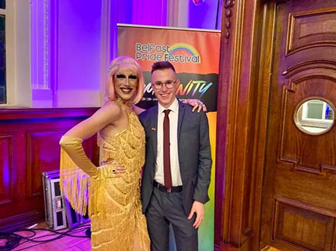 Patrick and drag queen at Pride