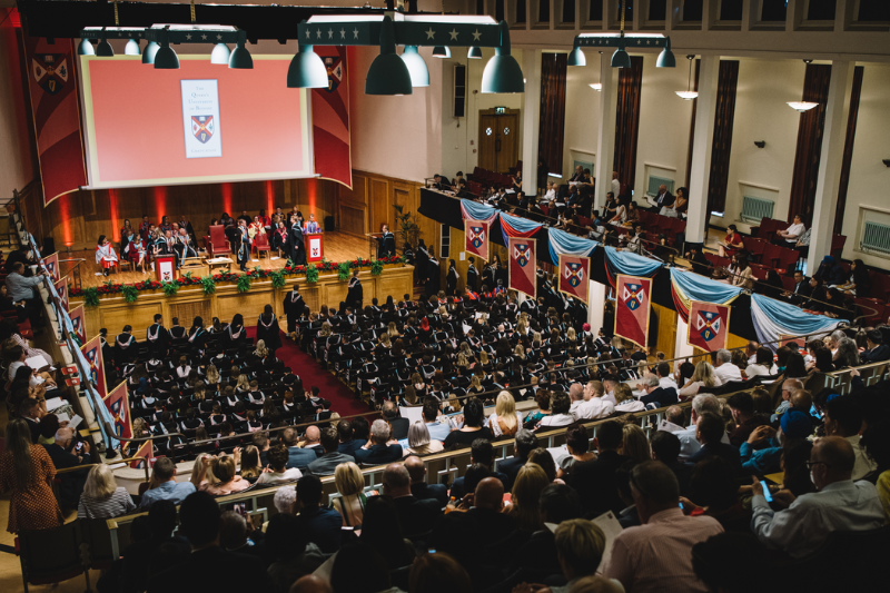 Graduands waiting for their graduation in the Whitla Hall