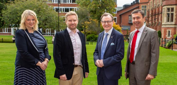 HVM Catapult CEO Katherine Bennett, Sam Turner, Professor Ian Greer and Professor Paul Maropoulos, Director of AMIC