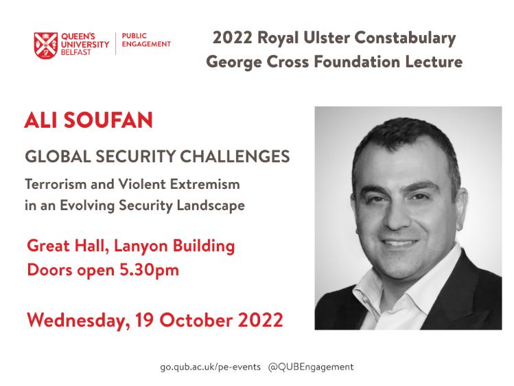 Promotional slide for Ali Soufan's RUCGC Foundation Lecture
