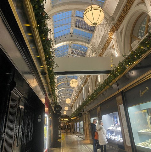 Queens arcade decorations and lights