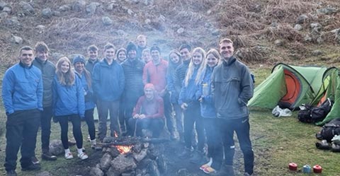 group of students camping