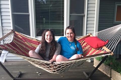 Sami and a friend in a hammock