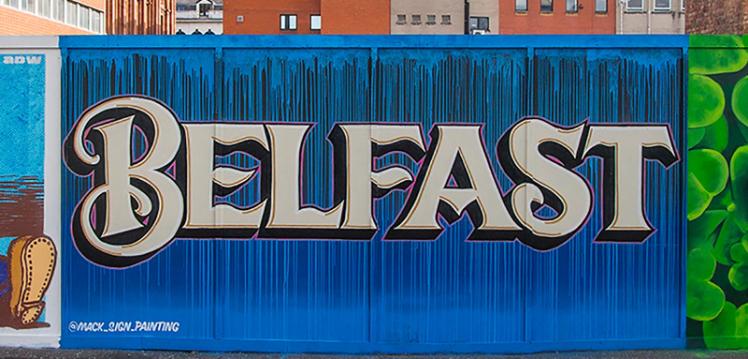 the word Belfast as street art