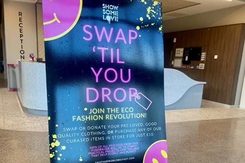 Sign in students union saying swap til you drop