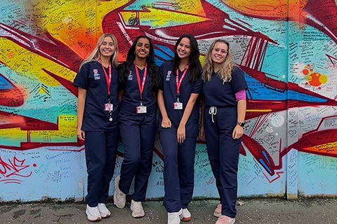 Disha and her pals in scrubs