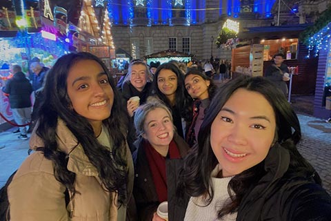 Disha and friends at the Christmas Market in Belfast
