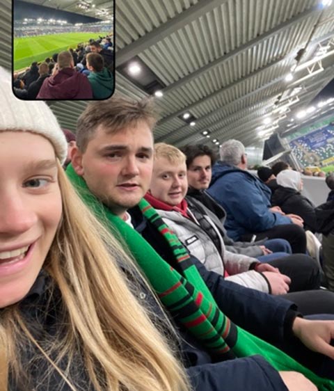 Charlotte Jennings at a football match