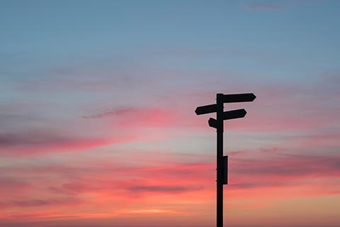 Crossroads in the evening