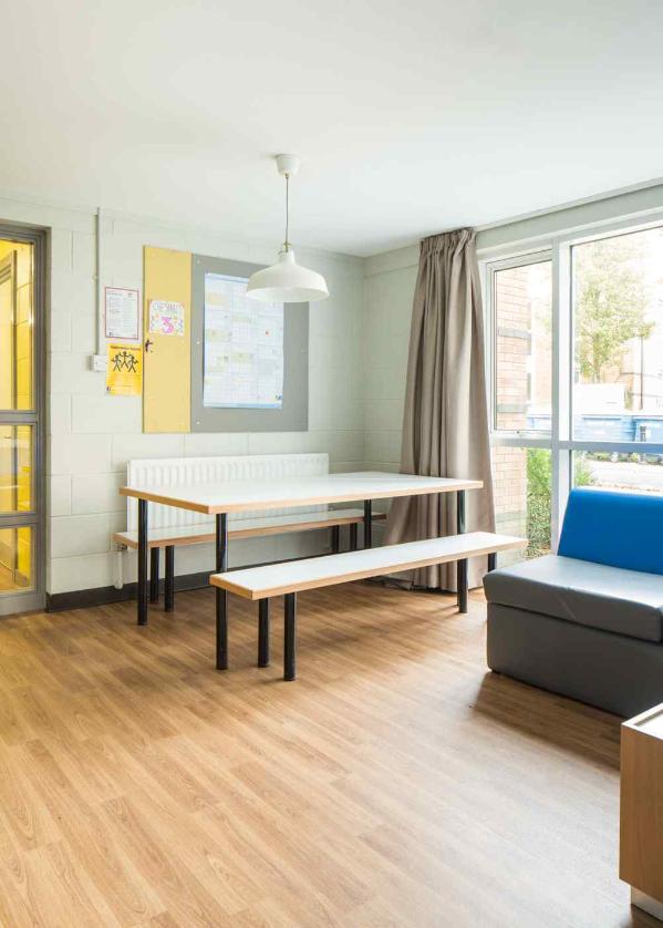 Seating area in the kitchen and common room