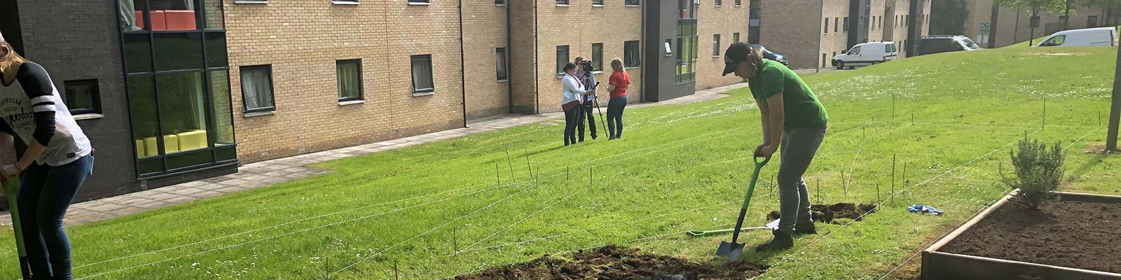 Student digging at BT9 allotment