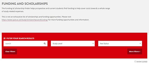 Funding and Scholarships tool