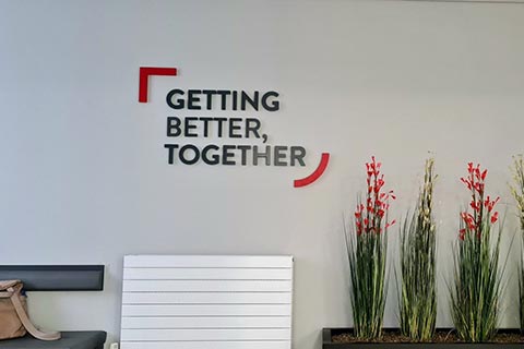 Sign saying getting better together