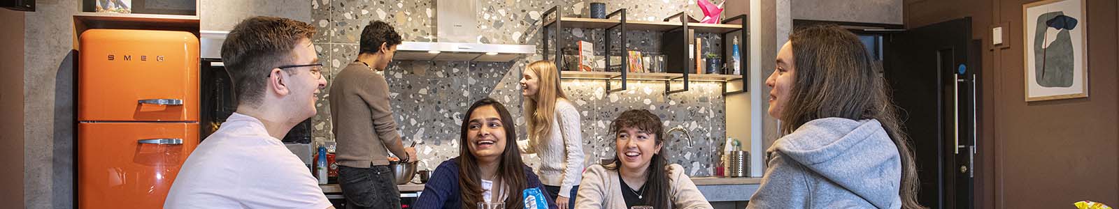 Students in the bookable kitchen