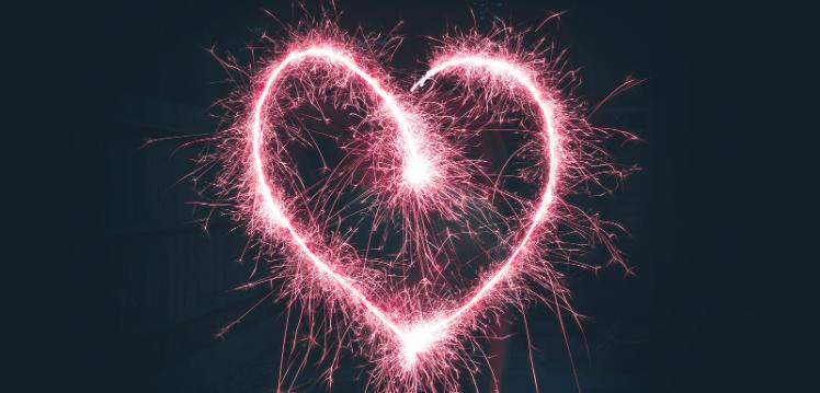Heart made of sparklers