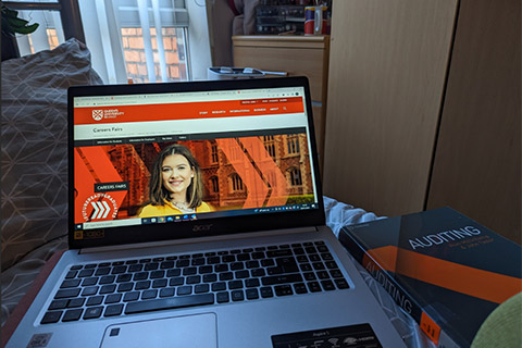 Careers fair on a laptop screen