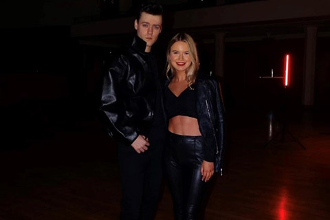 Two students dressed as Grease characters