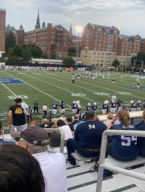 James at an American football match