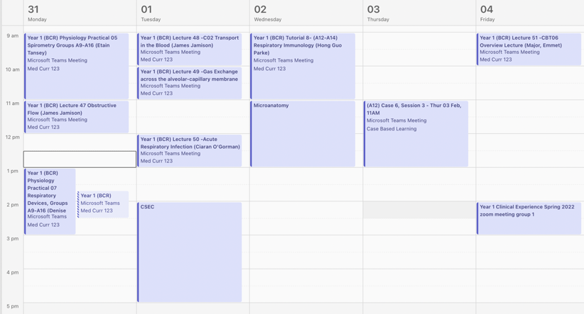 Timetable one