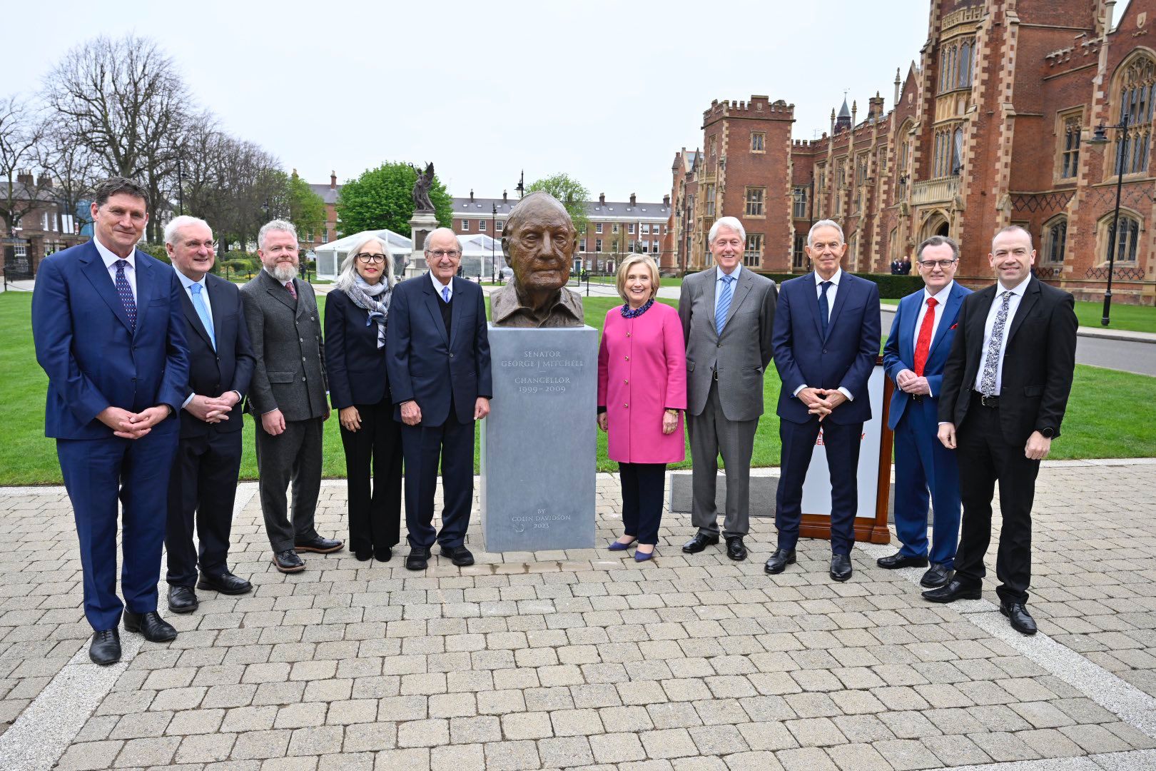 A bust of Senator George J. Mitchell is unveiled